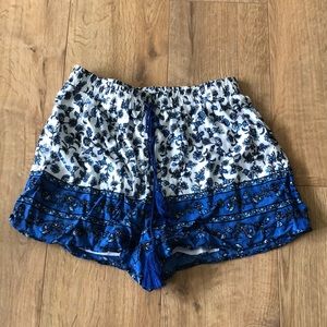 Boho Blue Floral Shorts